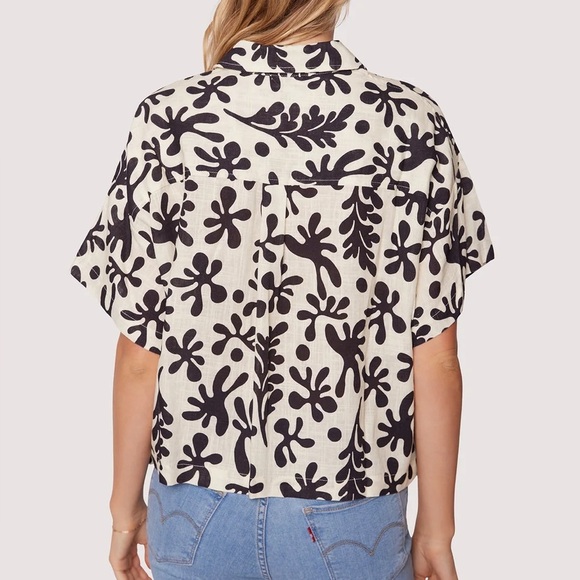 Lost + Wander Linen blend Minerva’s Spell Boxy Fit Short Sleeve Top Large - Picture 2 of 8
